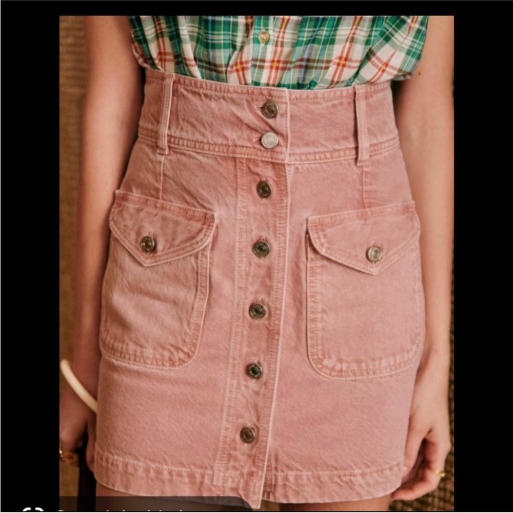 Sezane Pink Button-Front Skirt